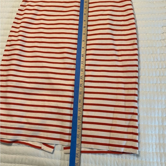 J. Crew Pencil Skirt Size 4 Linen Blend Red White Striped Lined Back Slit(g - Picture 5 of 11
